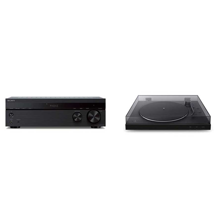 Sony-STRDH190.CEK-2-Channel-Amplifier-&-PS-LX310BT-Bluetooth-Turntable shown from the front
